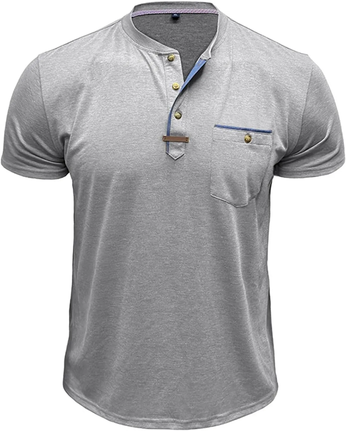 2025 Henley Shirts for Men Short Sleeve Casual T-Shirts Fashion Basic Summer Classic Lightweight Tee Tops with Pocket