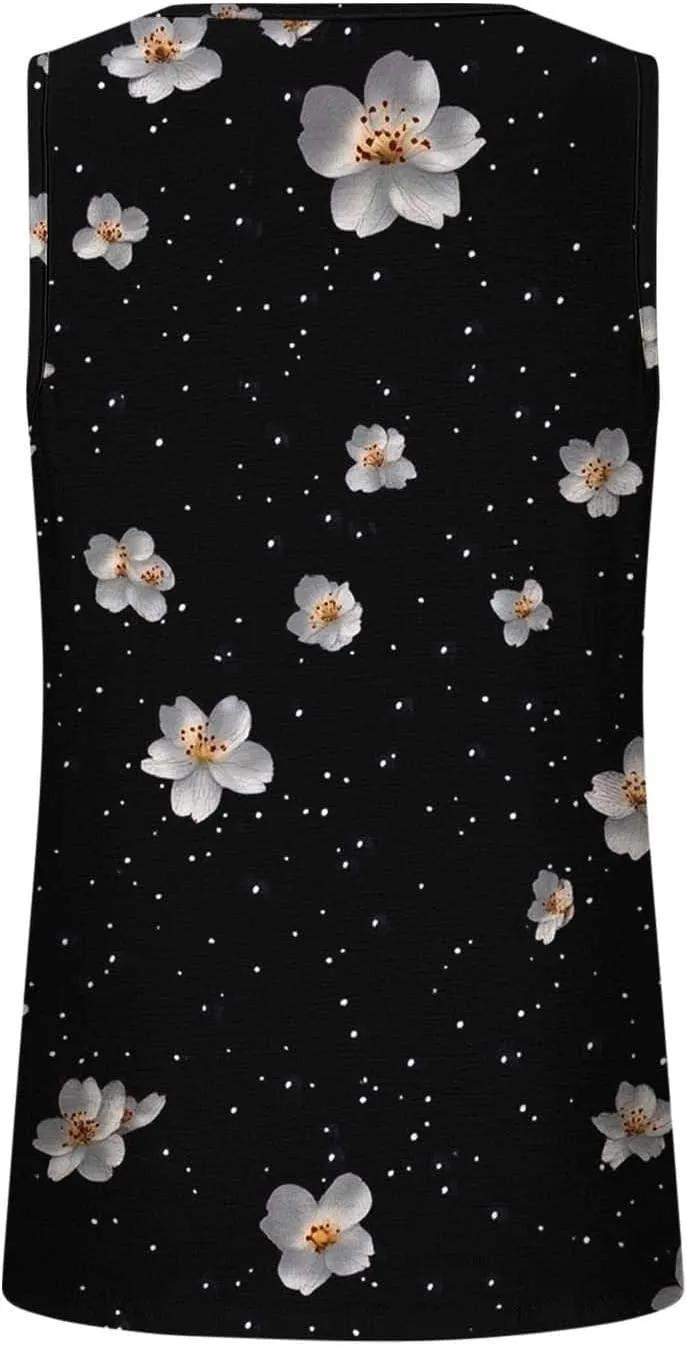 2025 Women's Summer Tank Tops Dressy Casual Sleeveless Holiday Shirts Loose Fit Pleated Front Plus Size Tunic Blouses