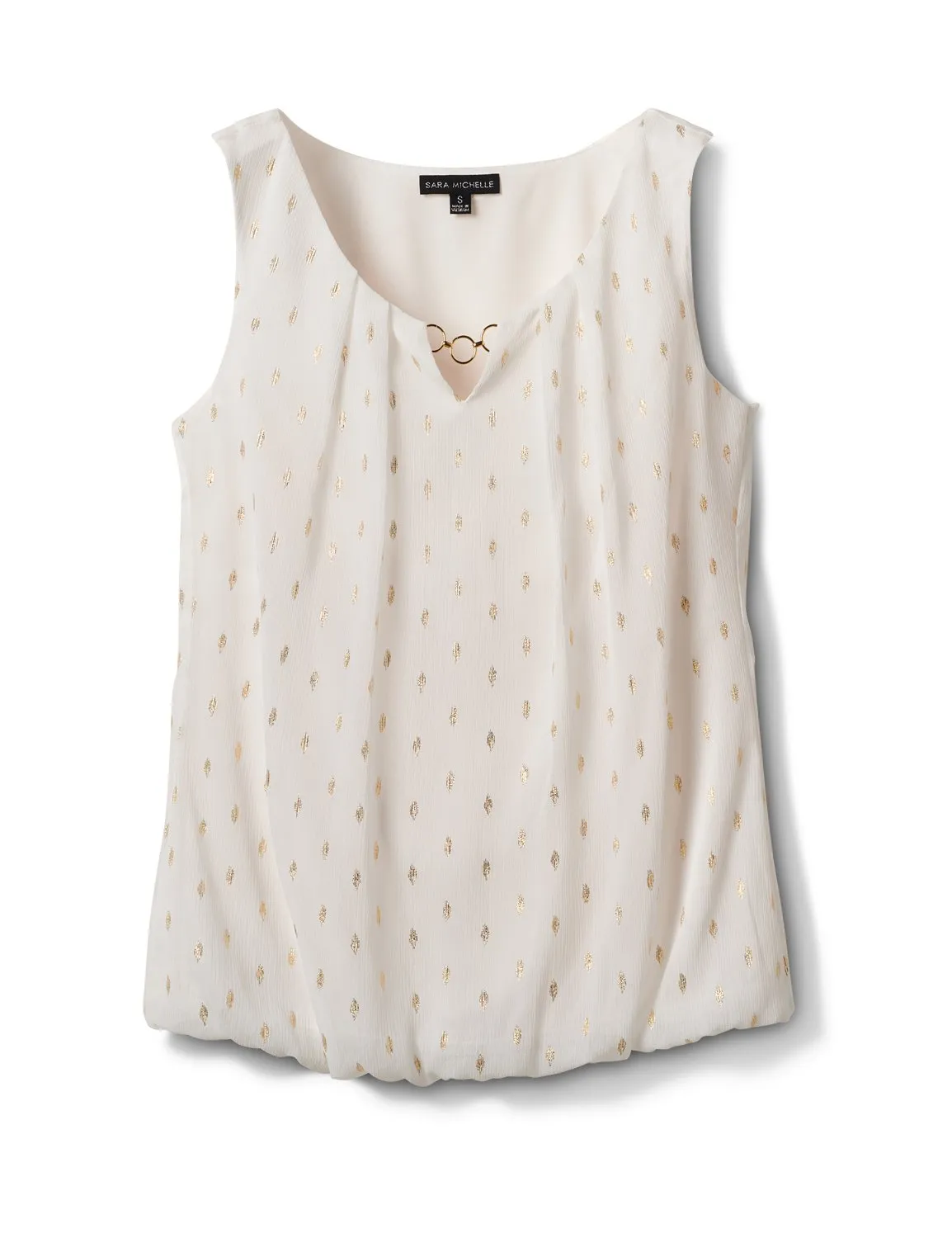 3 Ring Sleeveless Foil Bubble Hem Blouse