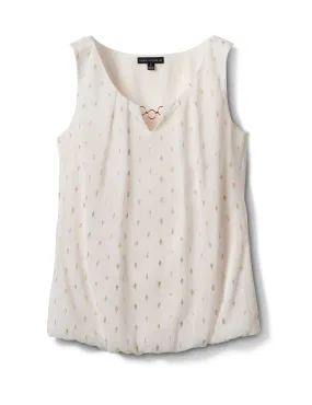 3 Ring Sleeveless Foil Bubble Hem Blouse