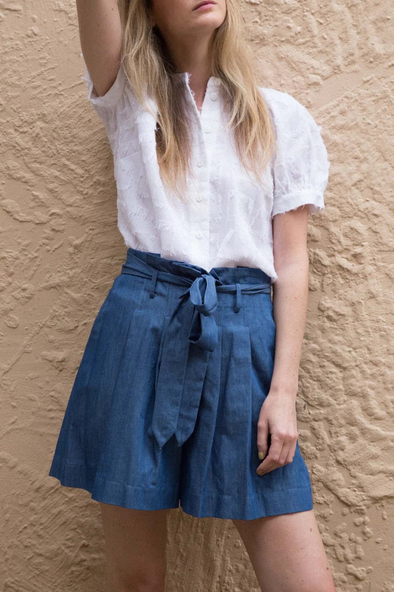 ALEXA High Waisted Shorts - Chambray