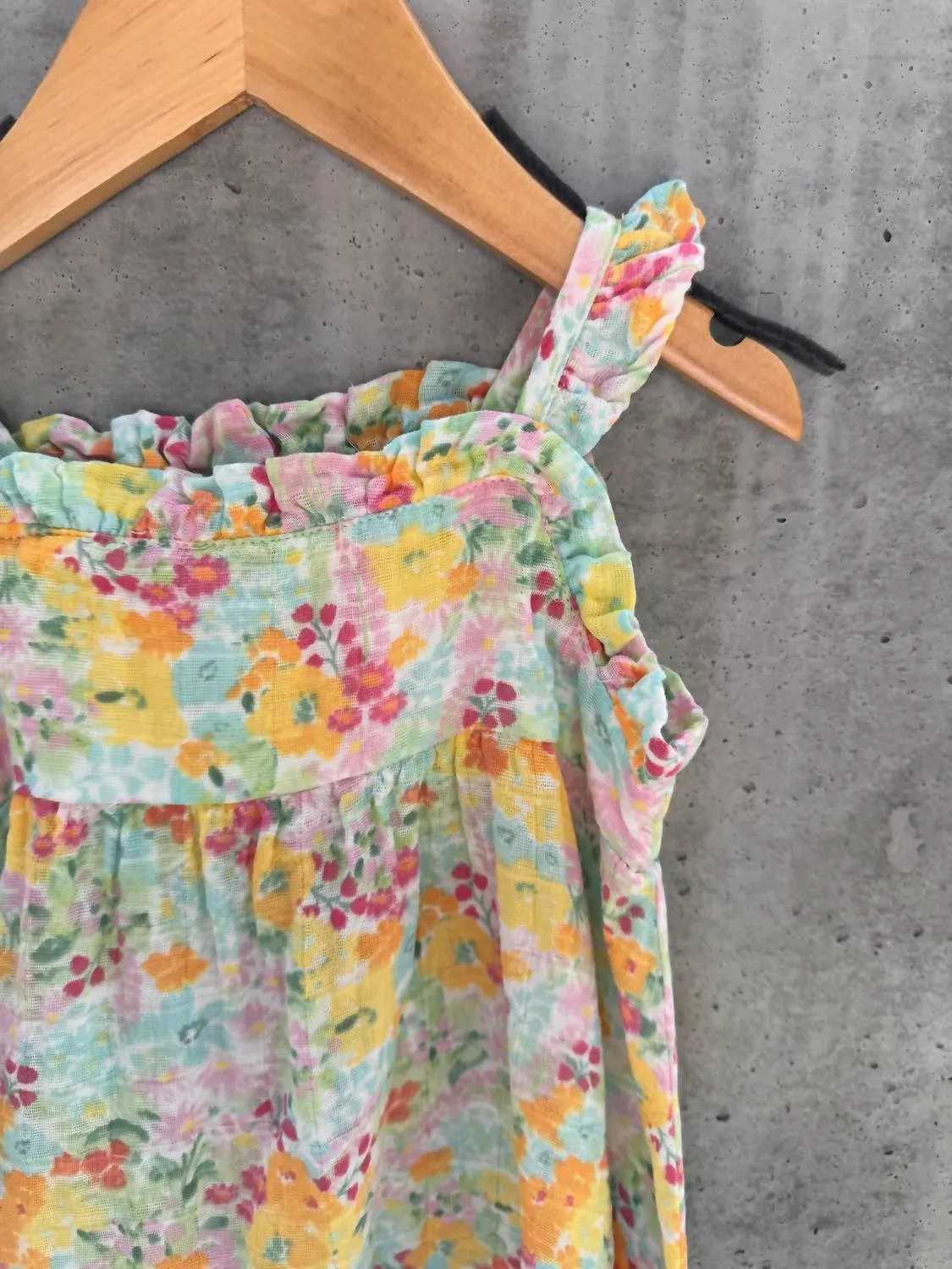 Angel Dear - Girls Spring Meadow Paperbag Ruffle Sundress