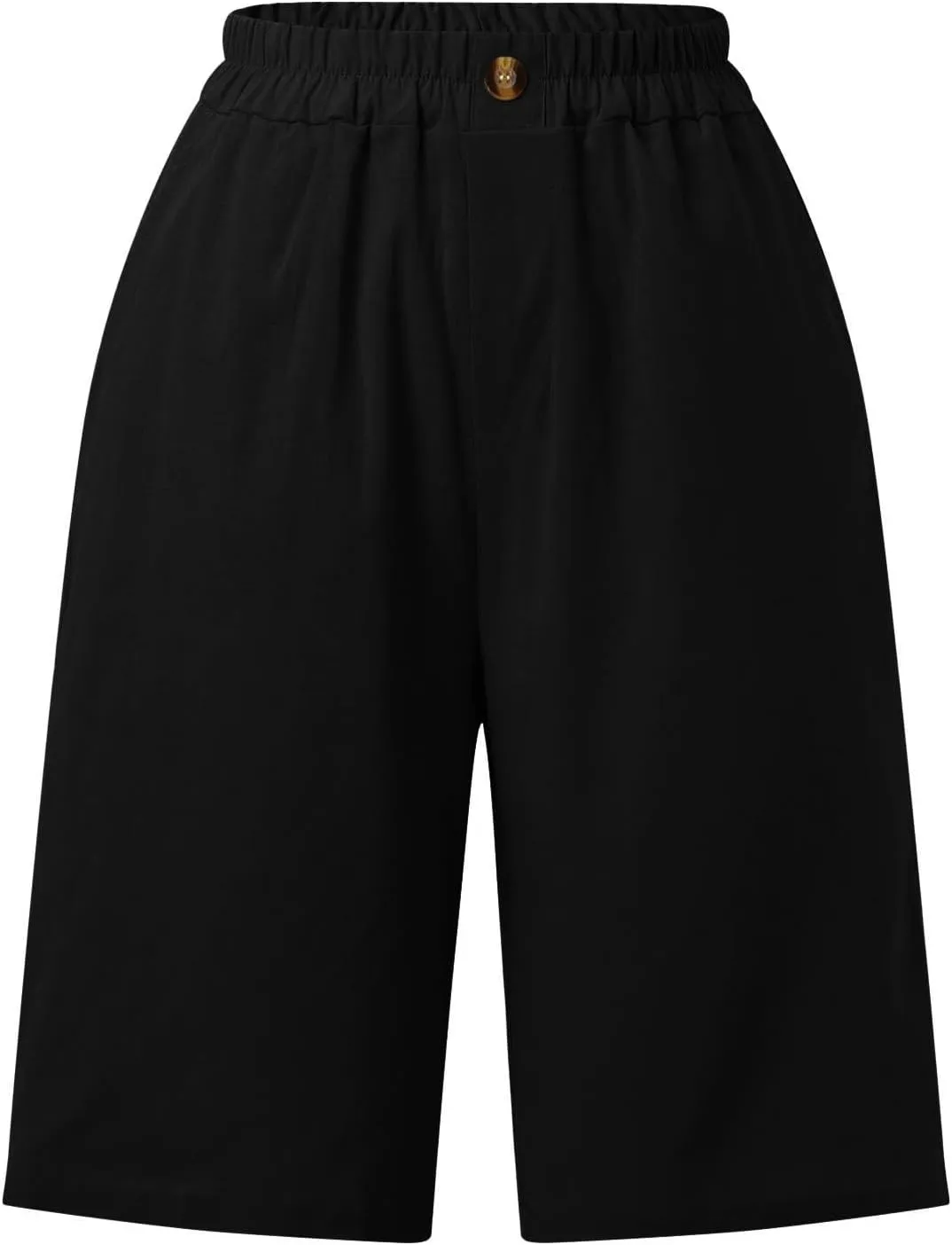 Bermuda Shorts for Women Knee Length Plus Size Linen Summer Long Shorts Casual Loose High Waisted Short with Pockets