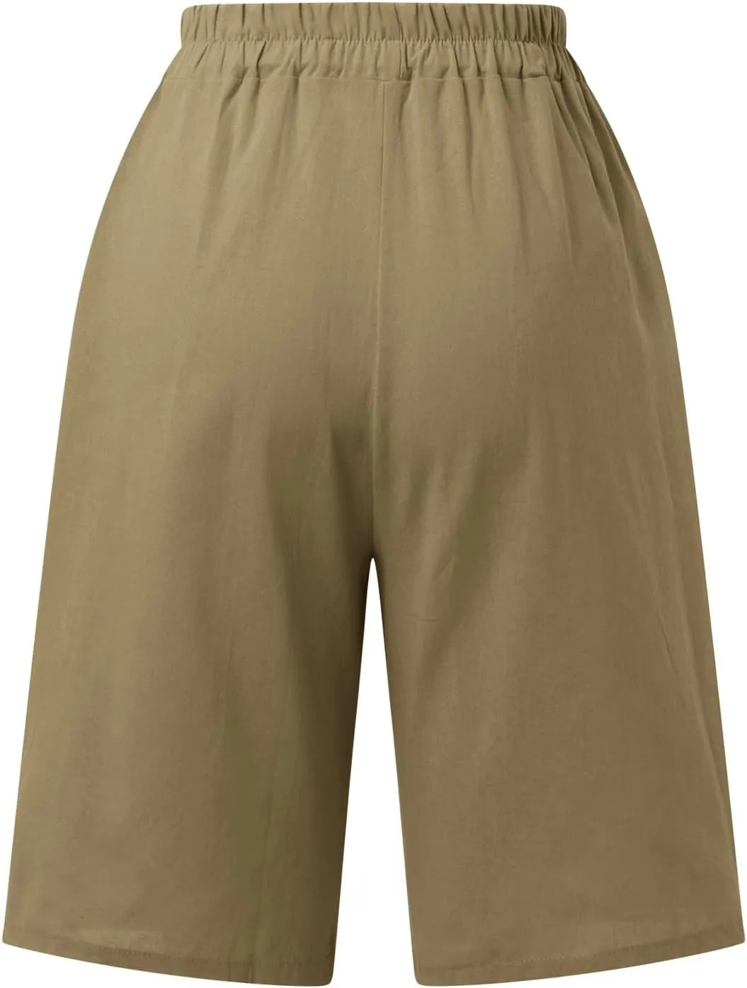 Bermuda Shorts for Women Knee Length Plus Size Linen Summer Long Shorts Casual Loose High Waisted Short with Pockets