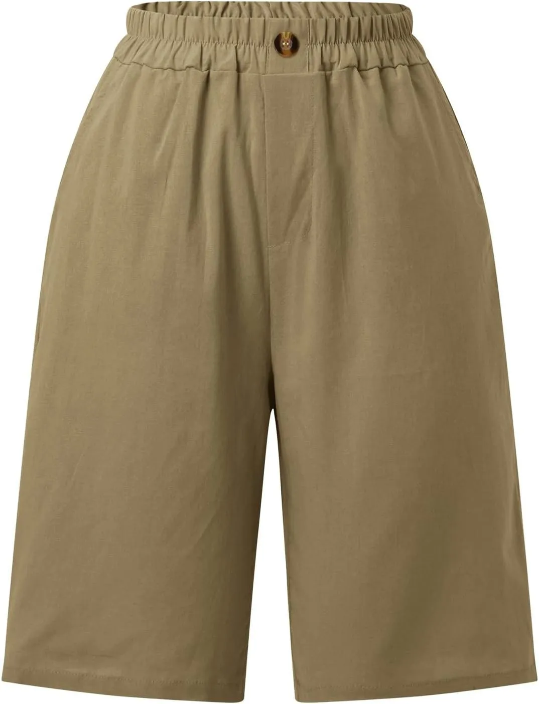 Bermuda Shorts for Women Knee Length Plus Size Linen Summer Long Shorts Casual Loose High Waisted Short with Pockets