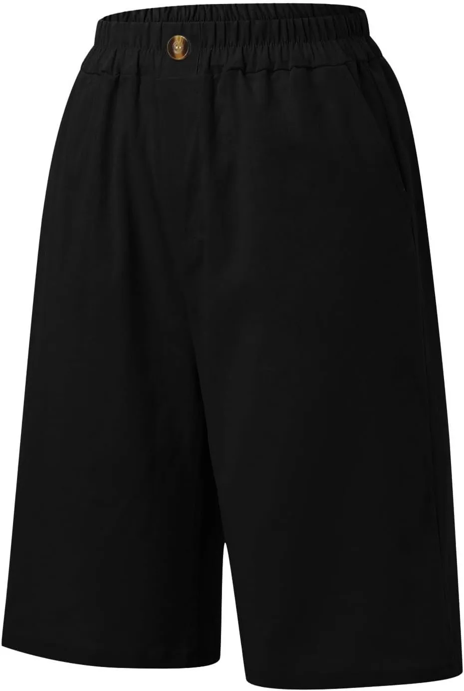 Bermuda Shorts for Women Knee Length Plus Size Linen Summer Long Shorts Casual Loose High Waisted Short with Pockets