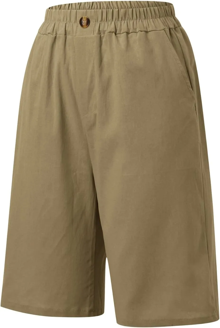 Bermuda Shorts for Women Knee Length Plus Size Linen Summer Long Shorts Casual Loose High Waisted Short with Pockets
