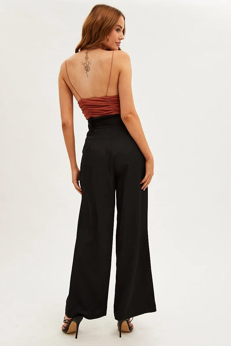 Black Wide Leg Pants High Rise Paperbag