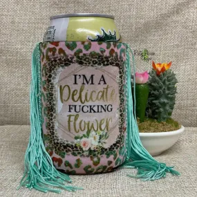 DELICATE FLOWER FRINGE KOOZIE