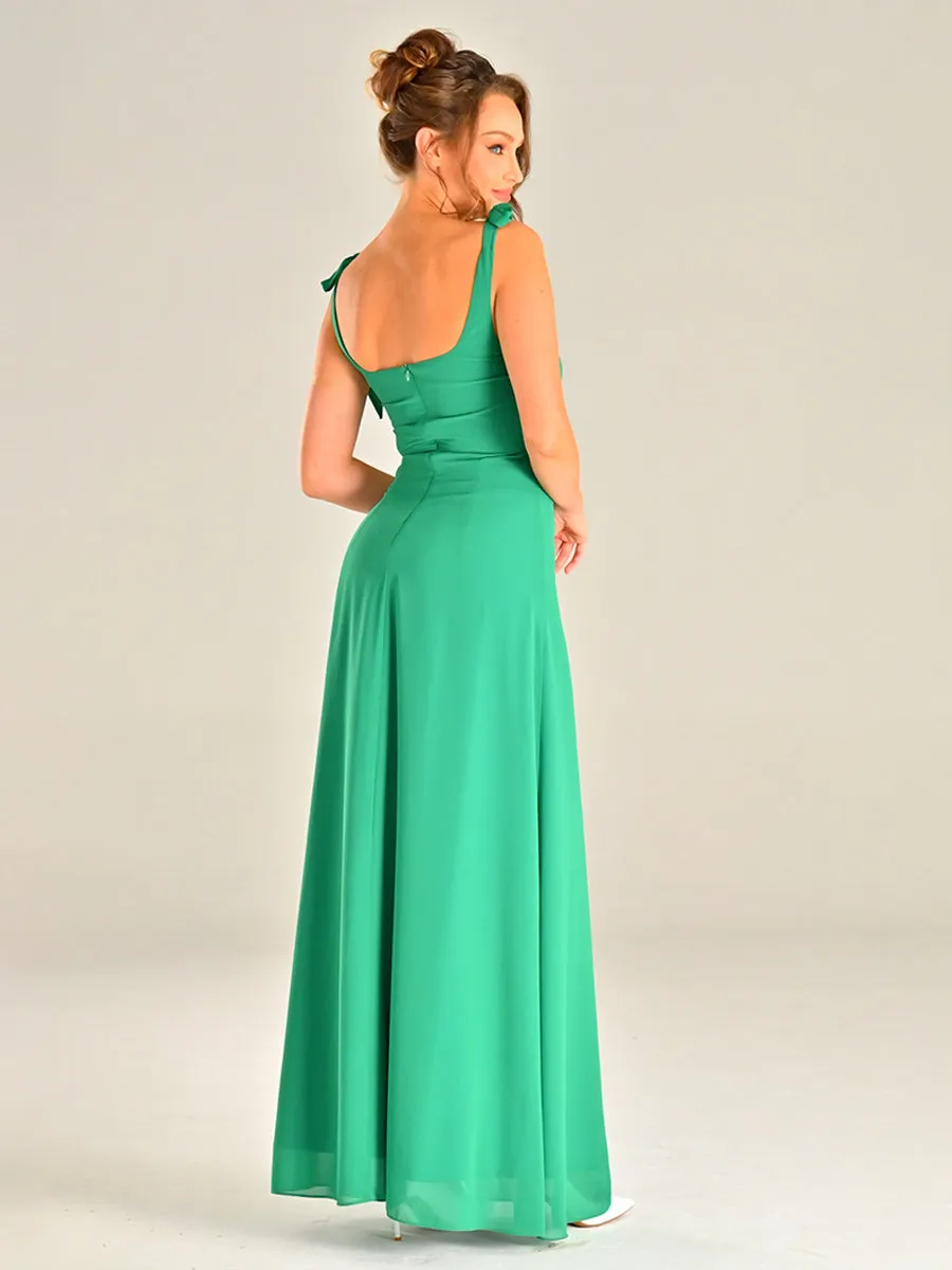 Emerald Green Chiffon Bridesmaid Dresses Sleeveless Slip