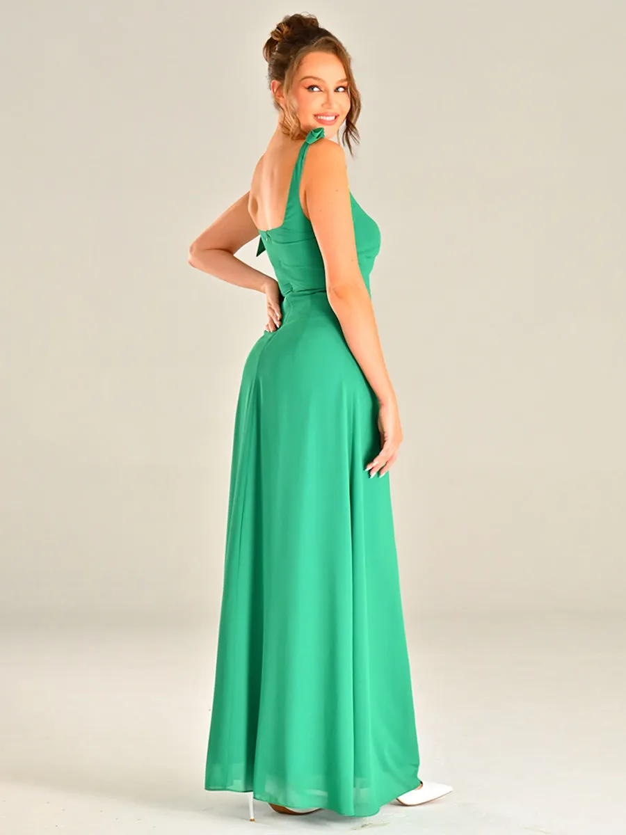 Emerald Green Chiffon Bridesmaid Dresses Sleeveless Slip