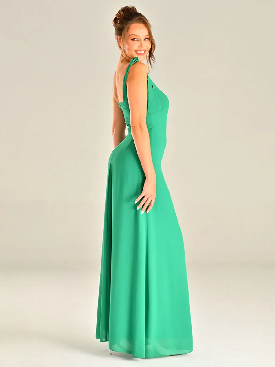Emerald Green Chiffon Bridesmaid Dresses Sleeveless Slip