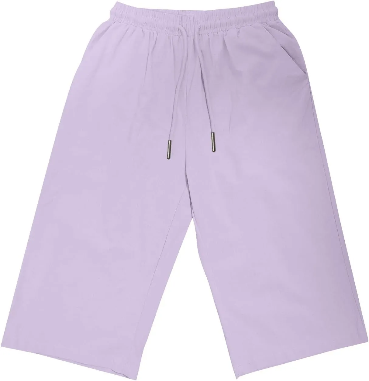 Gcvizuso Linen Shorts for Women Summer Casual Solid Pants High Waisted Drawstring Short 2024 Beach Bermuda Capris Pants