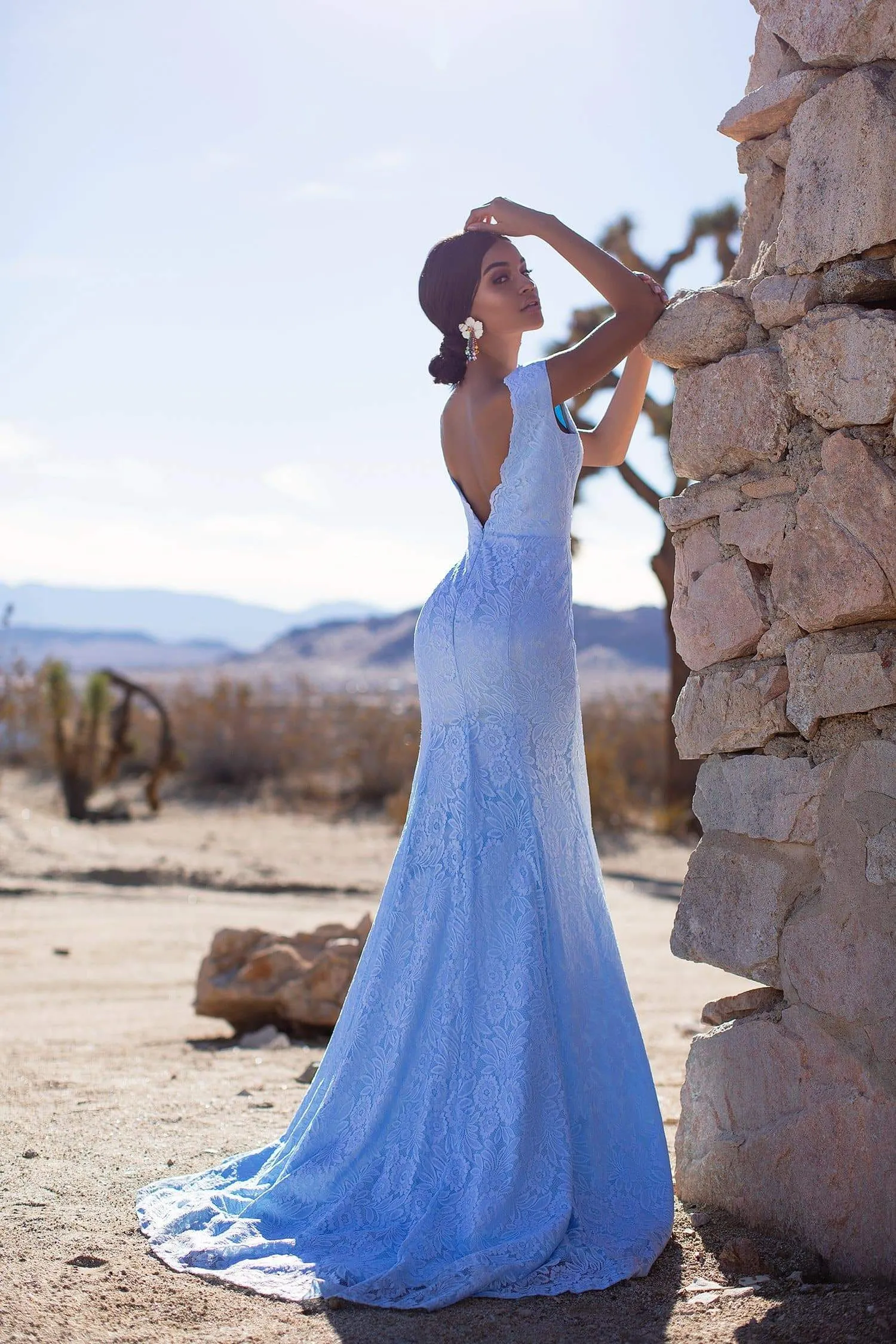 Ivy Lace Gown - Sky Blue