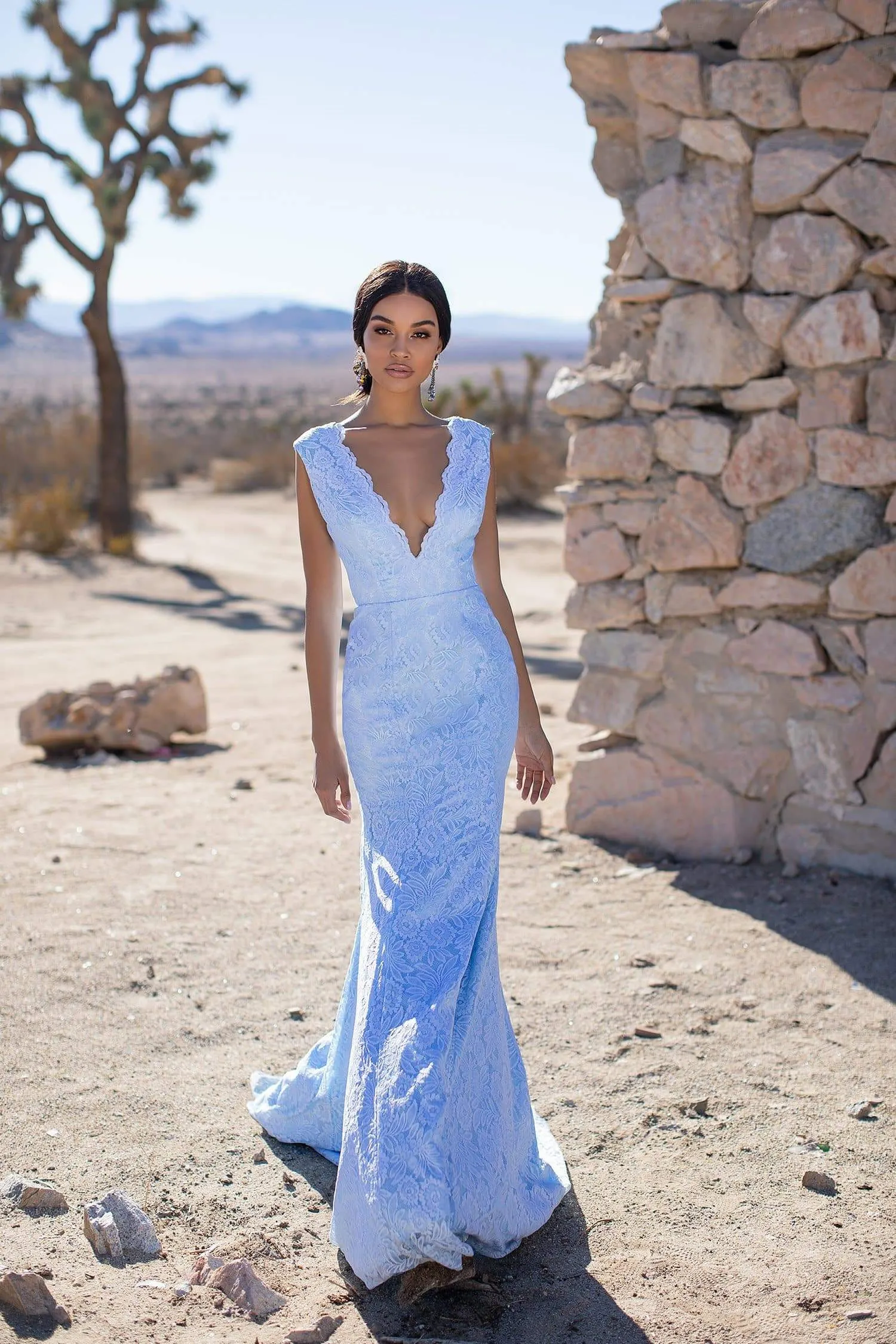 Ivy Lace Gown - Sky Blue