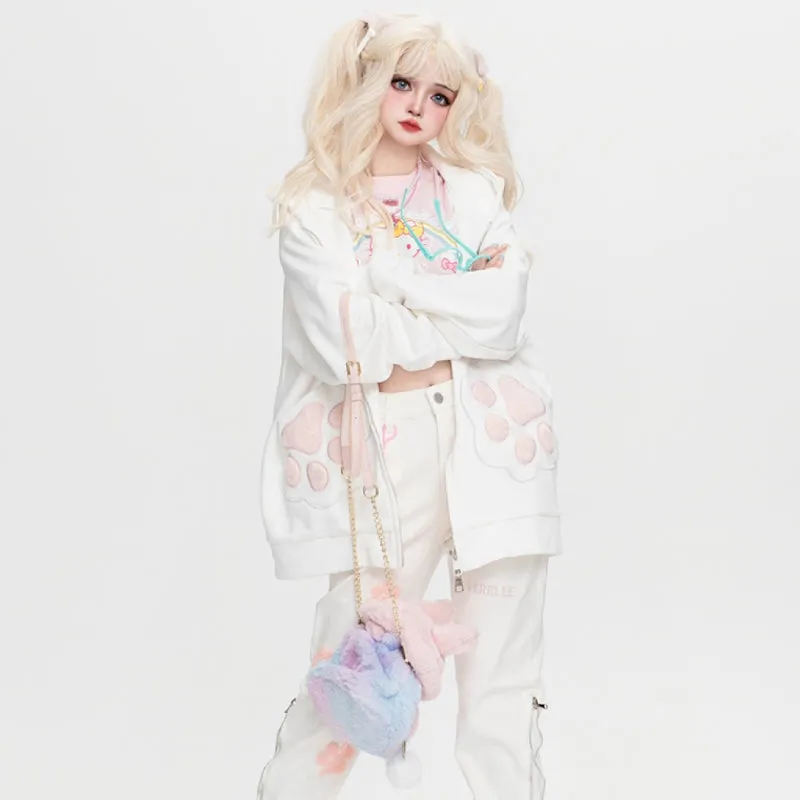Kawaii Sweet Style Cat Claw Hooded Coat