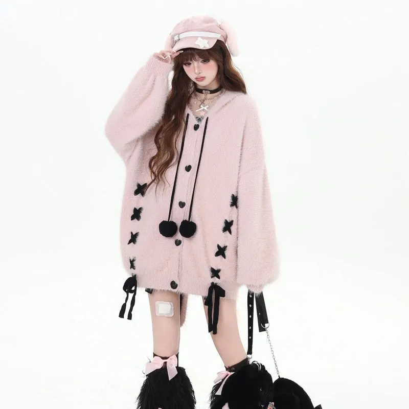 Kawain Sweet Girl Style Rabbit Ear Hooded Coat