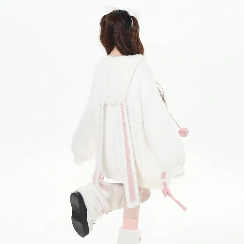 Kawain Sweet Girl Style Rabbit Ear Hooded Coat