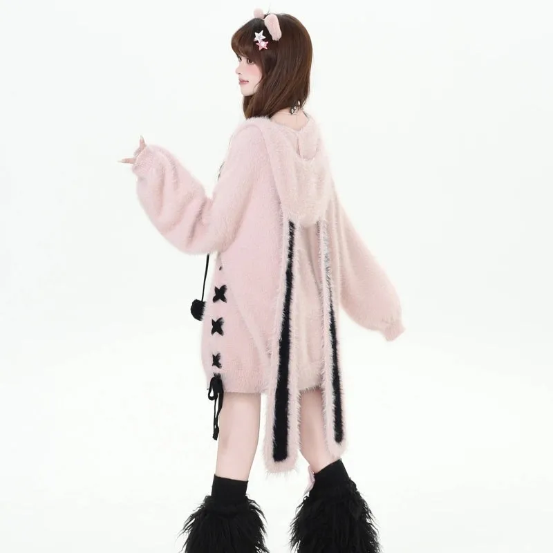 Kawain Sweet Girl Style Rabbit Ear Hooded Coat