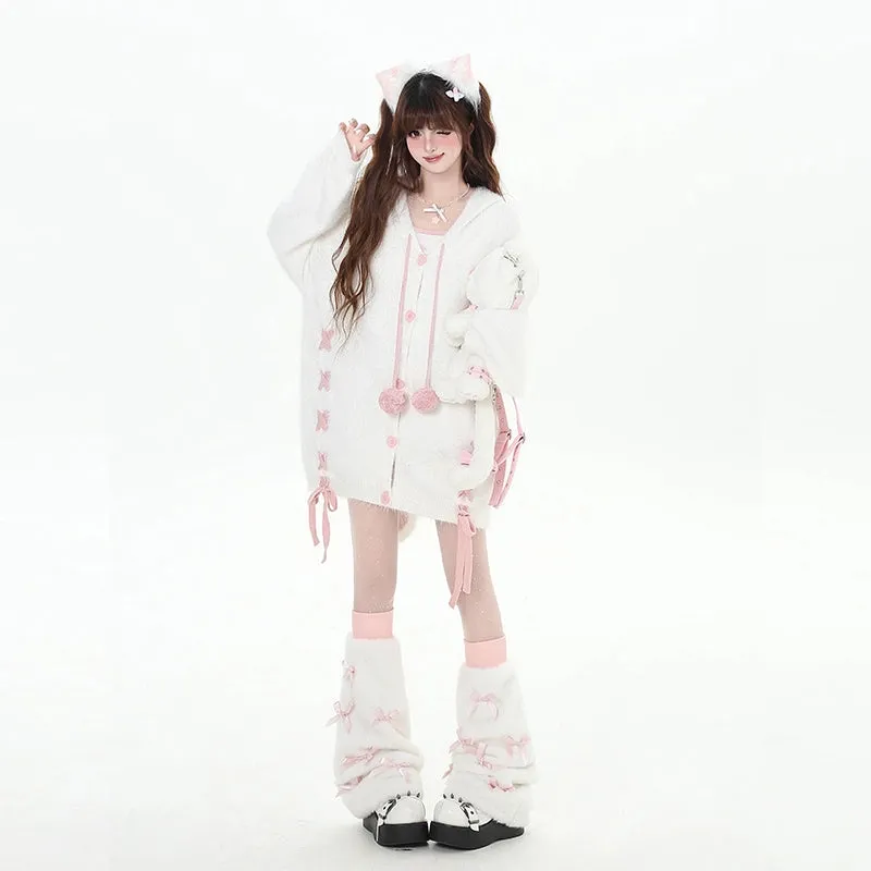 Kawain Sweet Girl Style Rabbit Ear Hooded Coat
