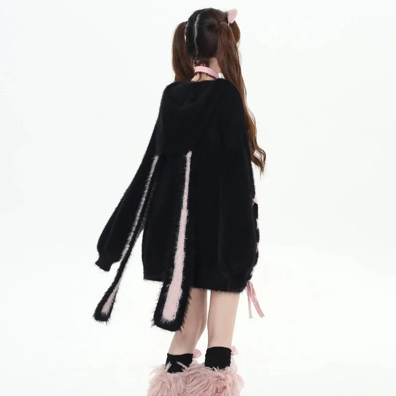 Kawain Sweet Girl Style Rabbit Ear Hooded Coat