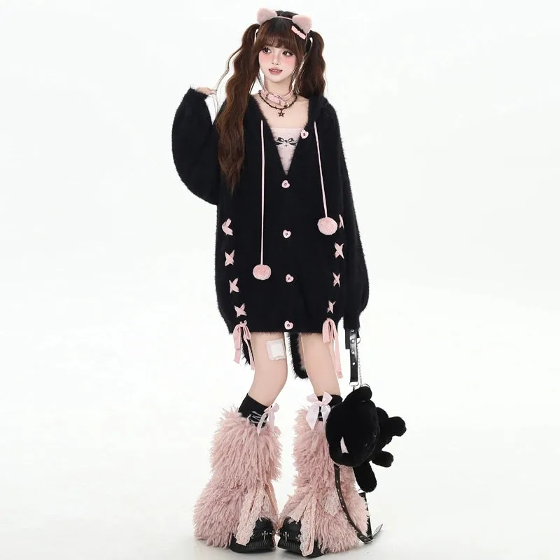 Kawain Sweet Girl Style Rabbit Ear Hooded Coat