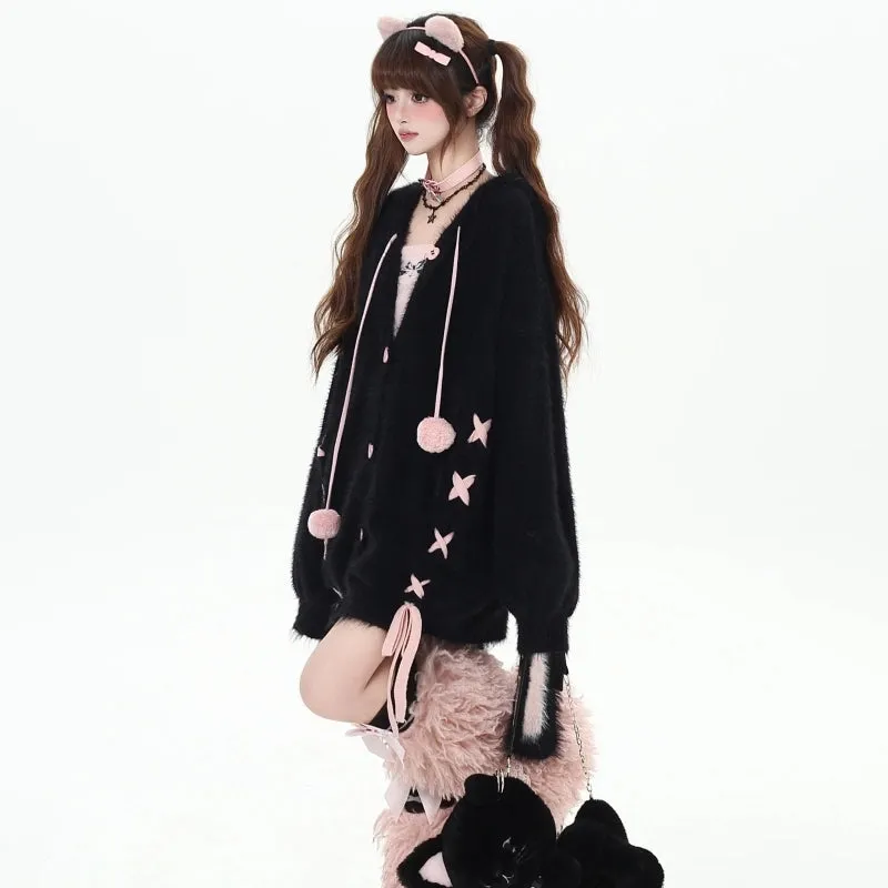 Kawain Sweet Girl Style Rabbit Ear Hooded Coat
