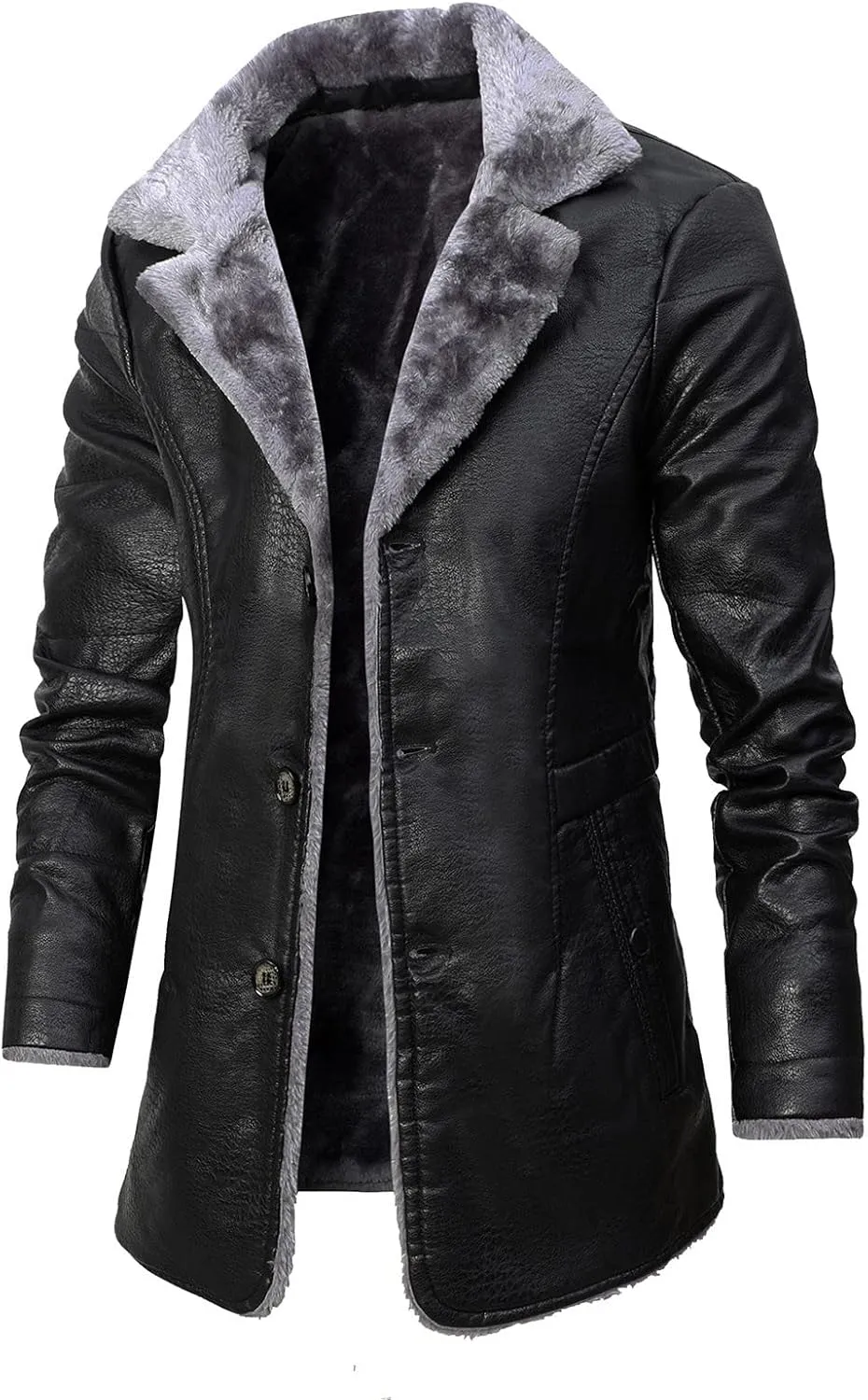 LCMTWX Mens Jackets Cardigan Coat Solid Color Buttons Coat Jacket Wool Long Sleeve Warm Coat Turn-down Collar Coat Men's