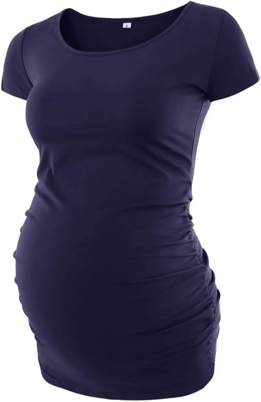 Liu & Qu Women's Maternity Classic Side Ruched T-Shirt Tops Mama Pregnancy Clothes