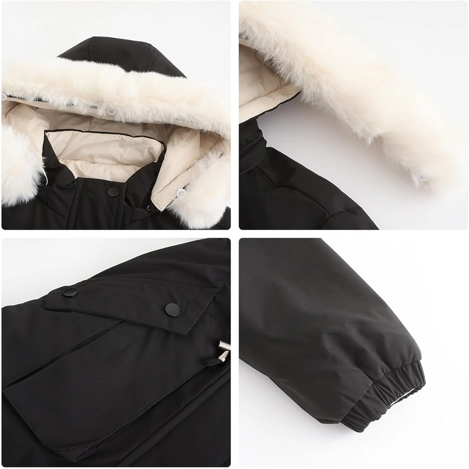 Long Winter Coats for Women Thicken Fleece Parkas Fashion Warm Puffer Coat Casual Reversible Down Jacket with Hood