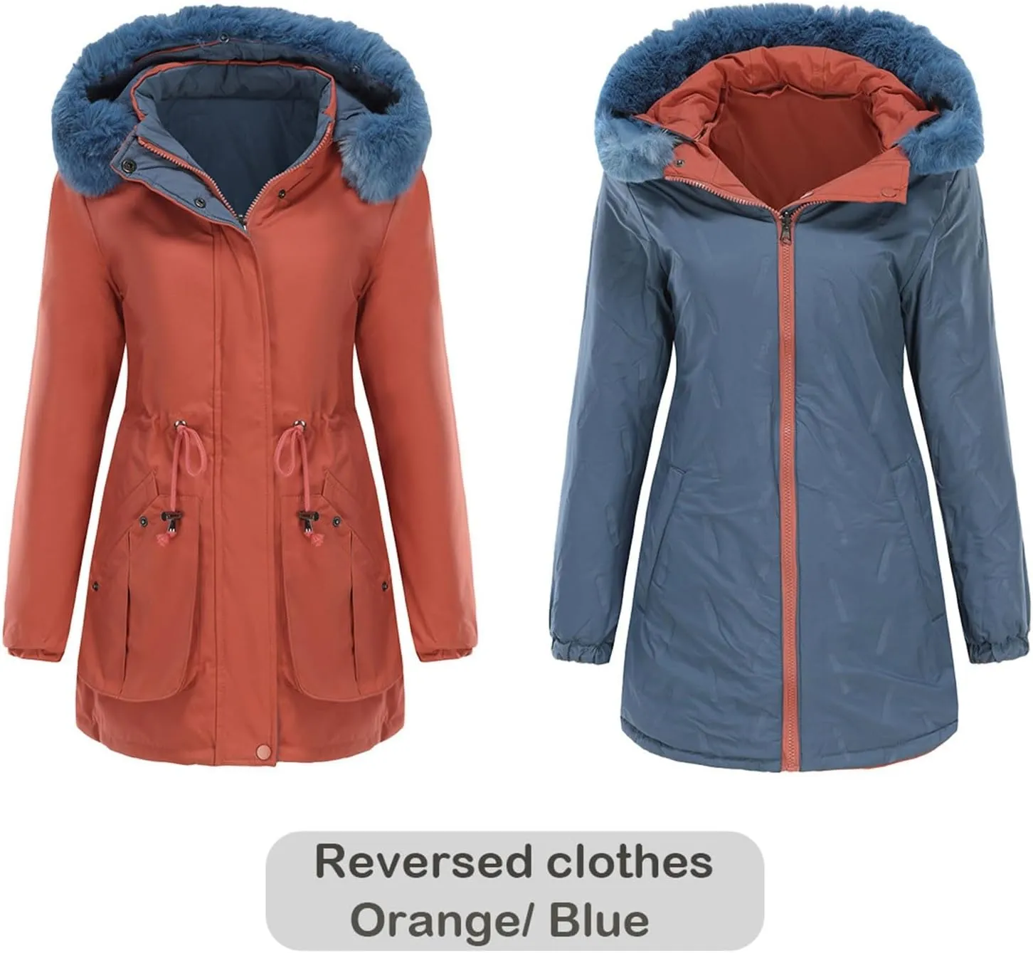 Long Winter Coats for Women Thicken Fleece Parkas Fashion Warm Puffer Coat Casual Reversible Down Jacket with Hood