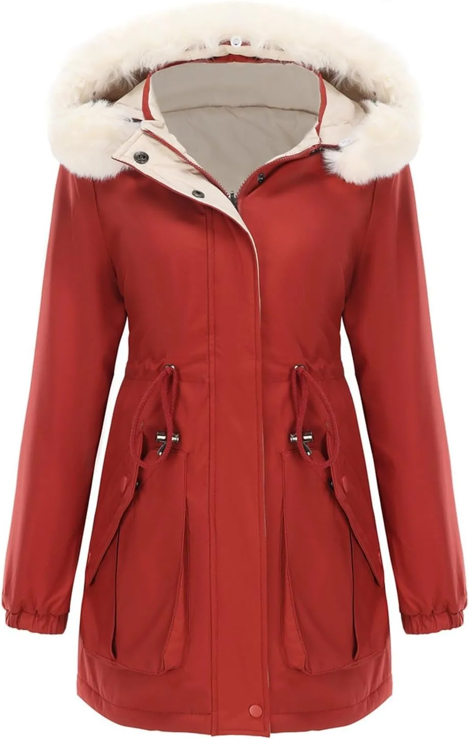Long Winter Coats for Women Thicken Fleece Parkas Fashion Warm Puffer Coat Casual Reversible Down Jacket with Hood
