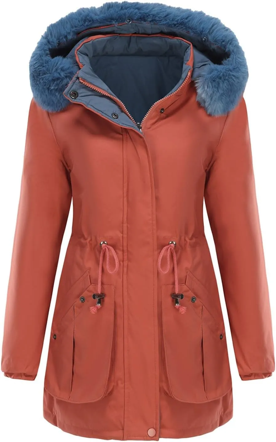 Long Winter Coats for Women Thicken Fleece Parkas Fashion Warm Puffer Coat Casual Reversible Down Jacket with Hood