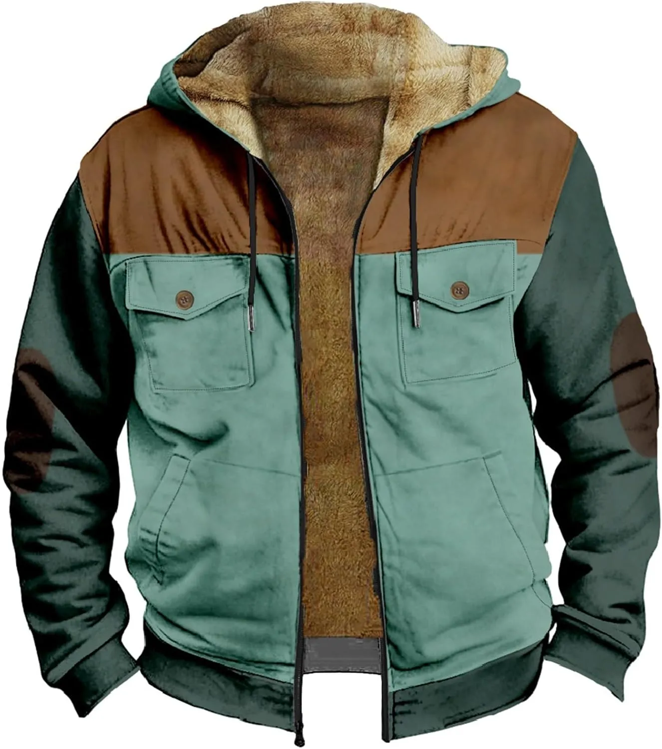 Men's Winter Jacket Thick Thermal Fleece Hooded Sweater Lightweight Hooded Quilted Puffer Coat Mens Winter Jacket