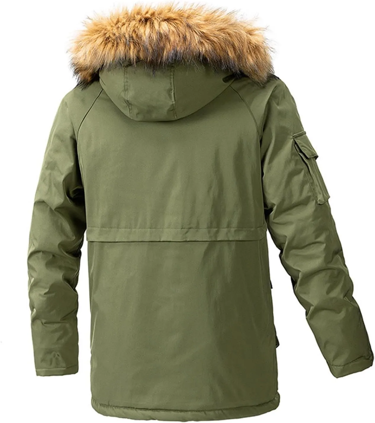 Men's Winter Jacket with Hood Sherpa Lined Full Zip Thermal Jackets Plus Size Windproof Padded Loose Outdoor Coat with Pocket