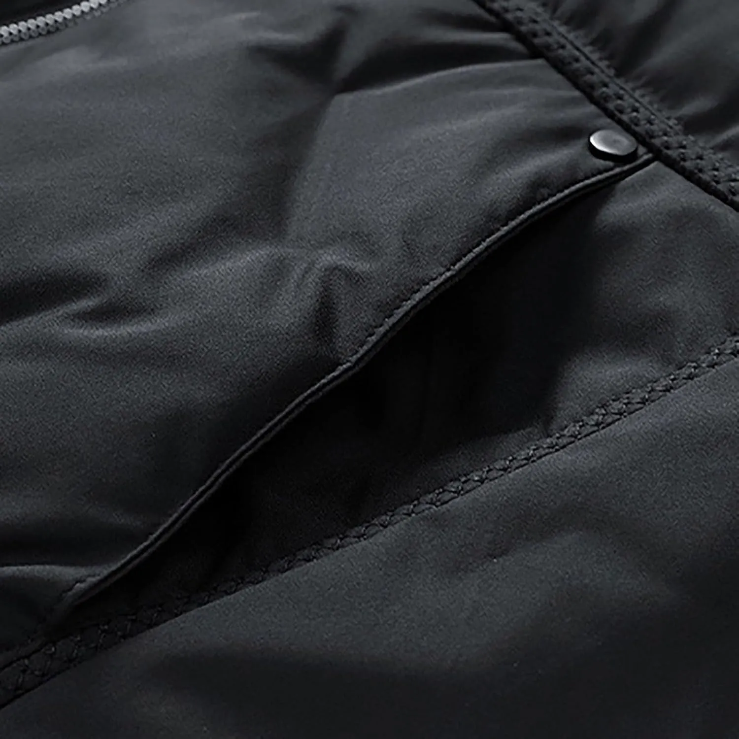 Mens Winter Jackets with Hood Full Zip Windproof Warm Padded Puffer Jacket Plus Size Lightweight Mid-Length Loose Down Coats