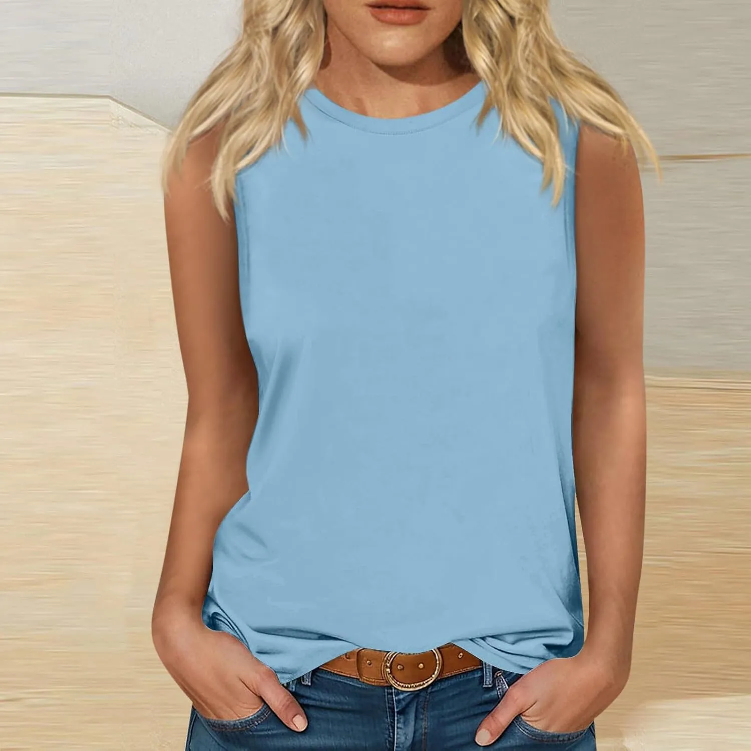 Palaver Womens Tank Tops 2025 Summer Dressy Casual Blouses Sleeveless Flowy Crewneck Basic Trendy Tunic