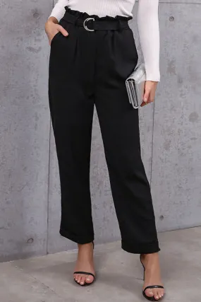 Perfee Belted Paperbag Waist Pants