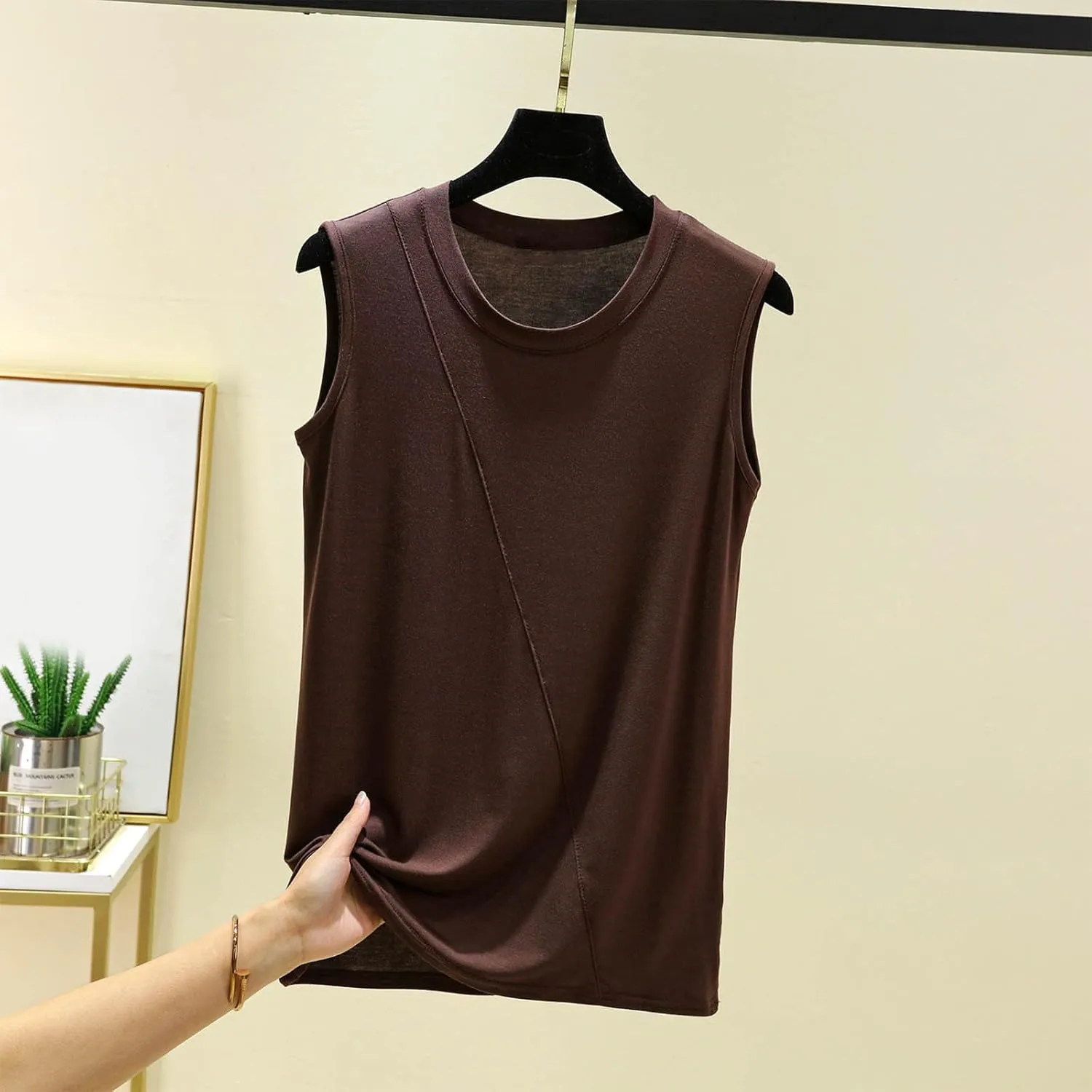 Summer Tank Tops for Women Solid Fashion Crewneck Sleeveless Blouse Casual Loose Fit Athletic Quick Dry Tee Shirts