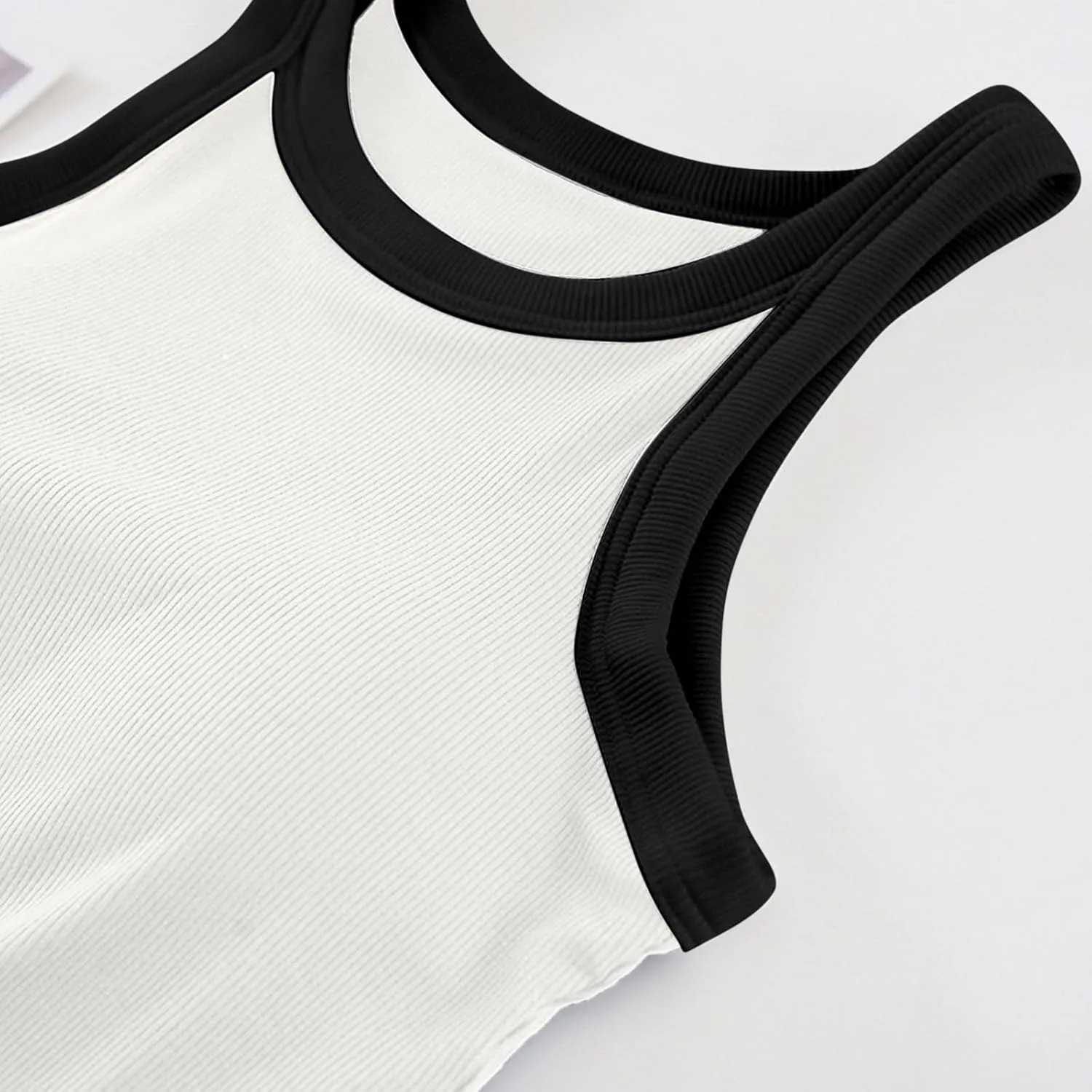 Tank Top for Women with Built-in Padded Bra Contrast Color Camisole Knit Cami Shirts Sports Yoga Crop Tops Gym Vest