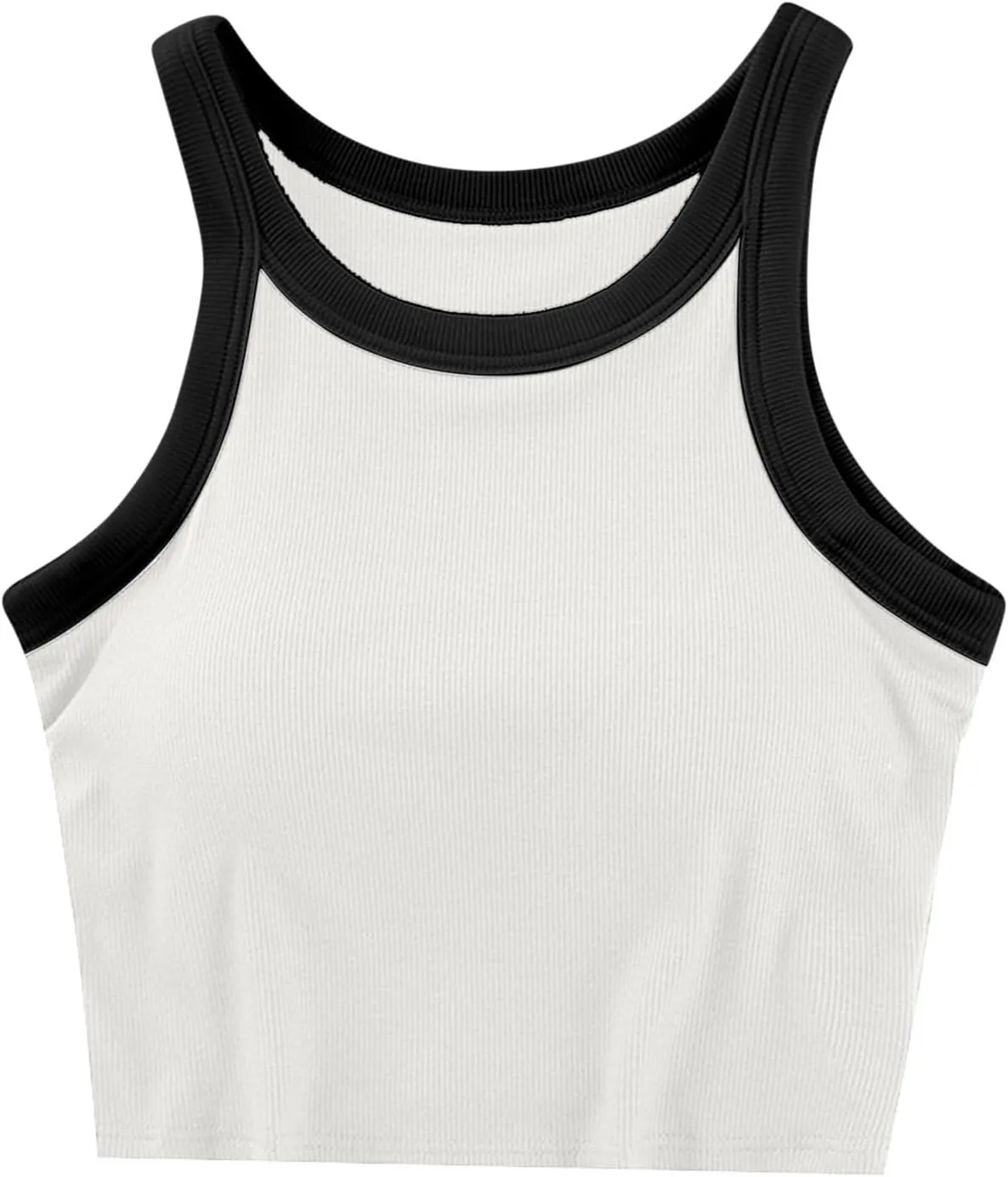 Tank Top for Women with Built-in Padded Bra Contrast Color Camisole Knit Cami Shirts Sports Yoga Crop Tops Gym Vest