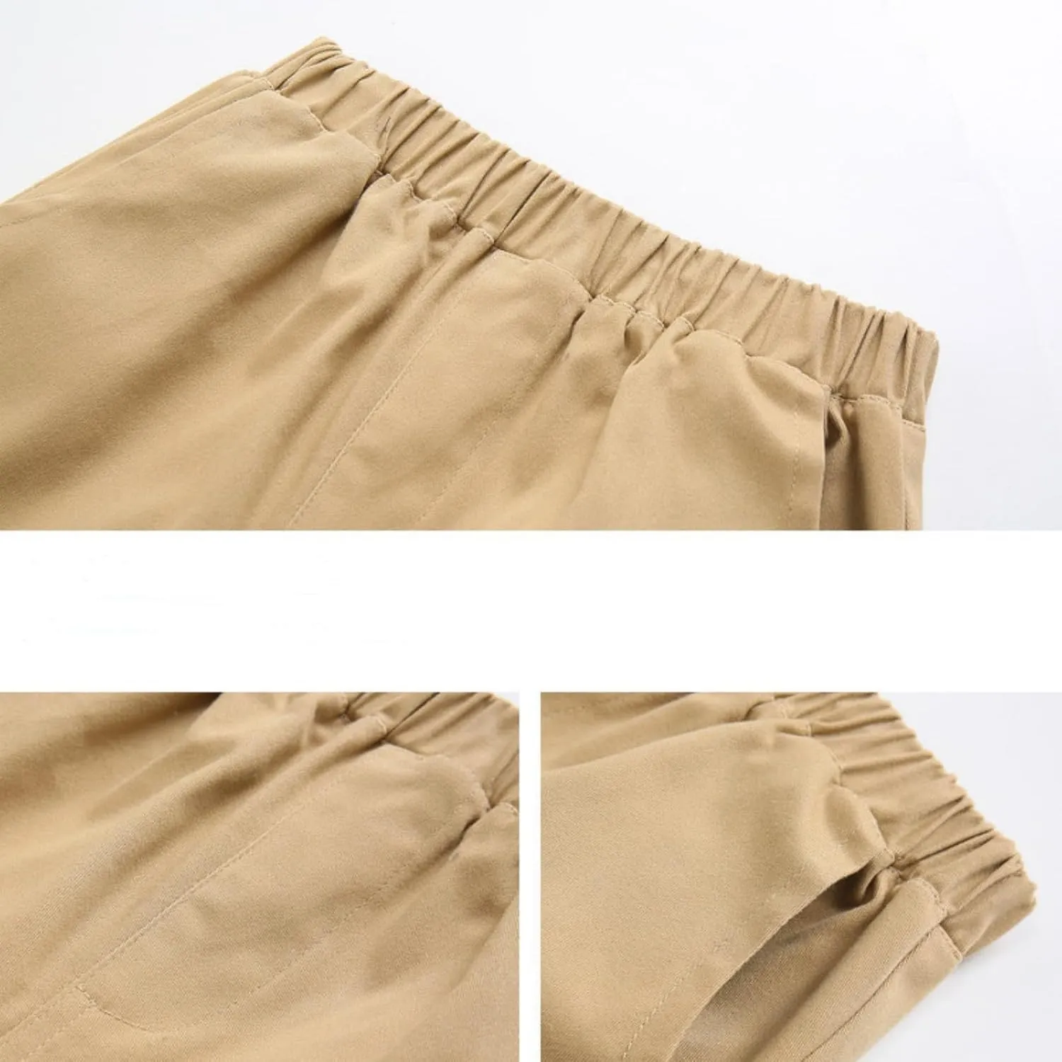 Toddler Unisex Cotton Long Pants Straight Wide Leg Elastic Waist Jogger Pants Kids Summer Casual School Preppy Trousers