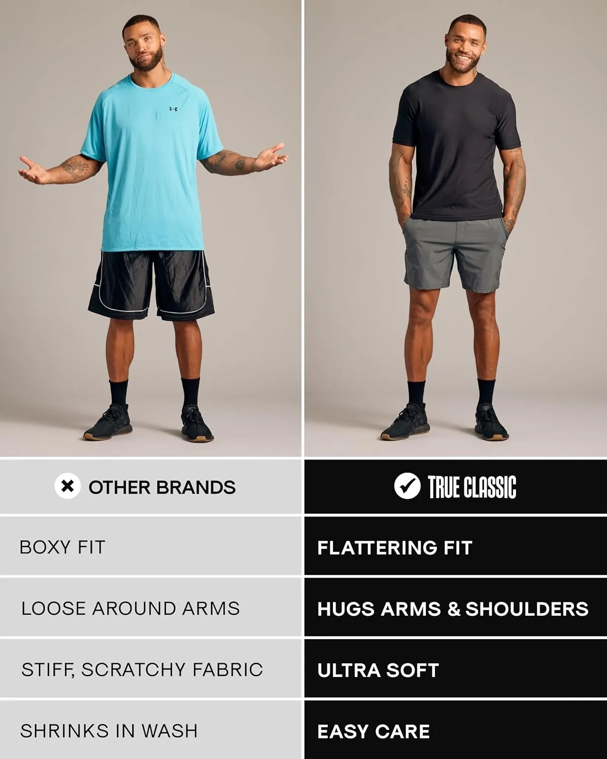 True Classic Workout Shirts for Men - Athletic Tops & Gym Shirts for Men, Quick-Dry Mens Workout Shirt