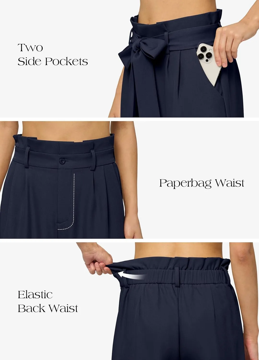 Willit Women's Wide Leg Pants Belted High Waisted Work Dress Pants Casual Palazzo Long Trousers 28"/30"/32"