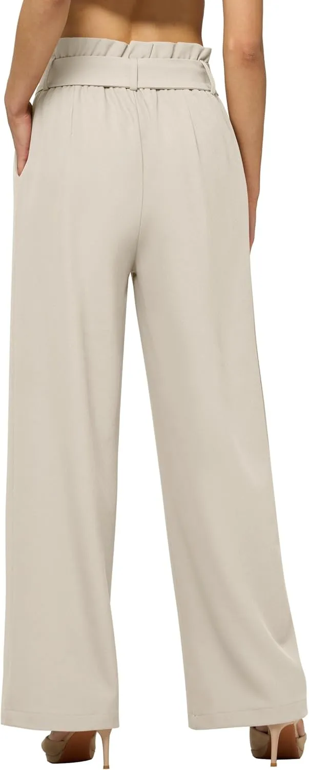 Willit Women's Wide Leg Pants Belted High Waisted Work Dress Pants Casual Palazzo Long Trousers 28"/30"/32"