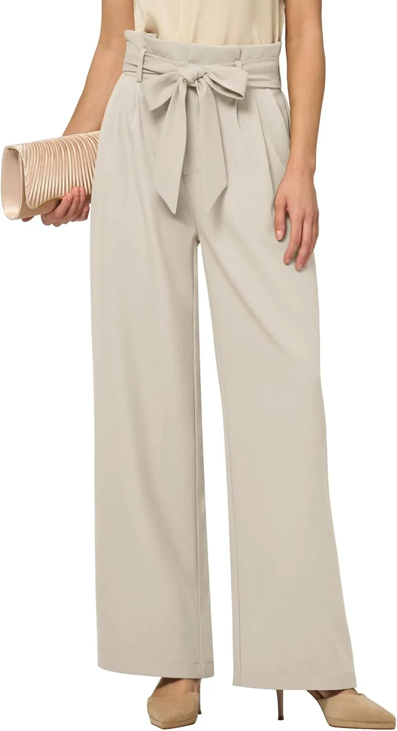 Willit Women's Wide Leg Pants Belted High Waisted Work Dress Pants Casual Palazzo Long Trousers 28"/30"/32"