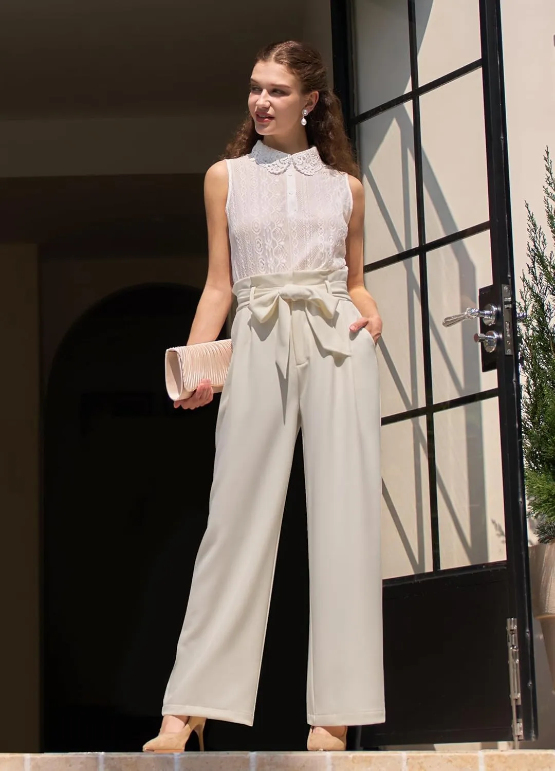 Willit Women's Wide Leg Pants Belted High Waisted Work Dress Pants Casual Palazzo Long Trousers 28"/30"/32"