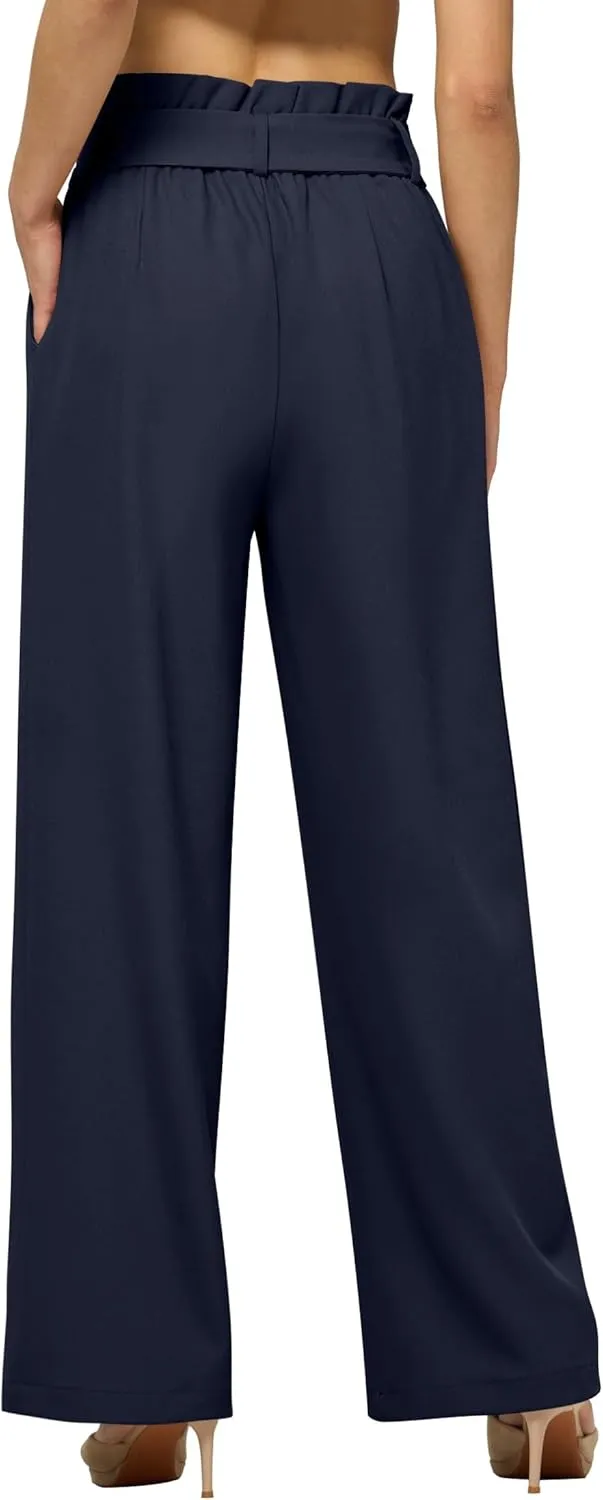 Willit Women's Wide Leg Pants Belted High Waisted Work Dress Pants Casual Palazzo Long Trousers 28"/30"/32"