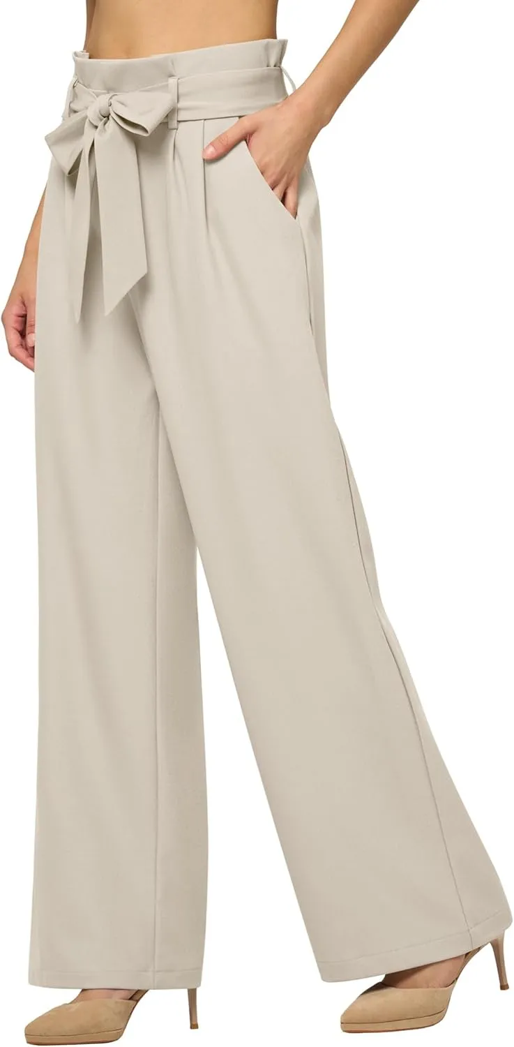Willit Women's Wide Leg Pants Belted High Waisted Work Dress Pants Casual Palazzo Long Trousers 28"/30"/32"
