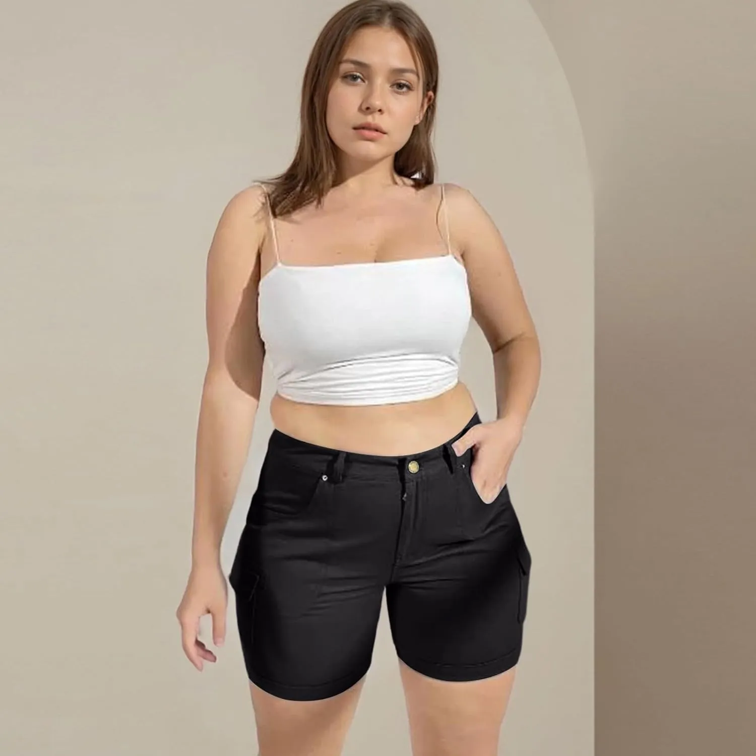 Women's Cargo Bermuda Shorts 2025 Summer High Waisted Casual Trendy Hiking Shorts Pull On Beach Outdoor Pants